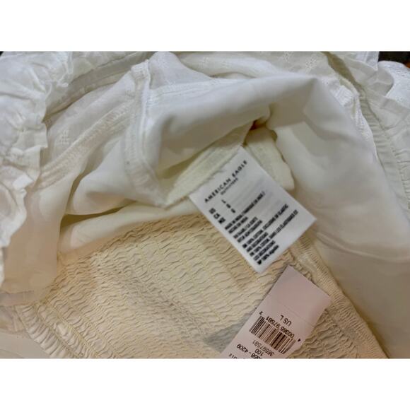 Perfect summer top! white lace cropped peasant top. women's top size L - Picture 8 of 11